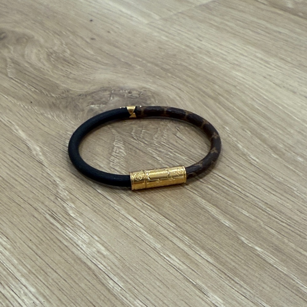 Louis Vuitton Black and Brown Bracelet with Gold Accents